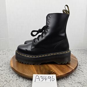 Dr. Martens Jadon Black Polished Smooth Y2K Casual Platform Combat Boots Mens 6